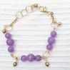 Bracelet Physalis en pierres naturelles calcédoine lilas et acier inoxydable dore Bouly&Cailloux