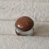 Bague Milet réglable, acier inoxydable argent, avec un beau cabochon en pierre naturelle pierre de soleil