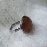 Bague Milet réglable, acier inoxydable argent, avec un beau cabochon en pierre naturelle pierre de soleil