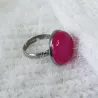 Bague Milet réglable, acier inoxydable argent, avec un beau cabochon en pierre naturelle agate