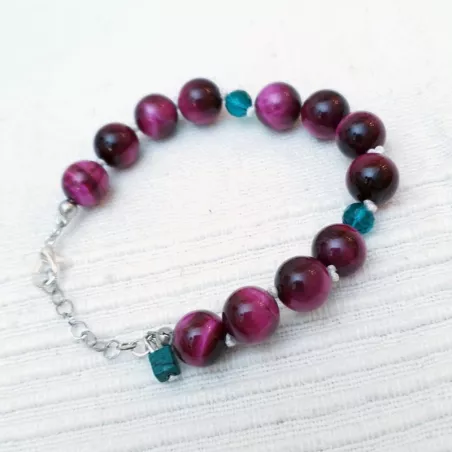 Bracelet oeil de tigre rose