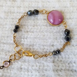 Bracelet réglable couleur "or" rose et noir