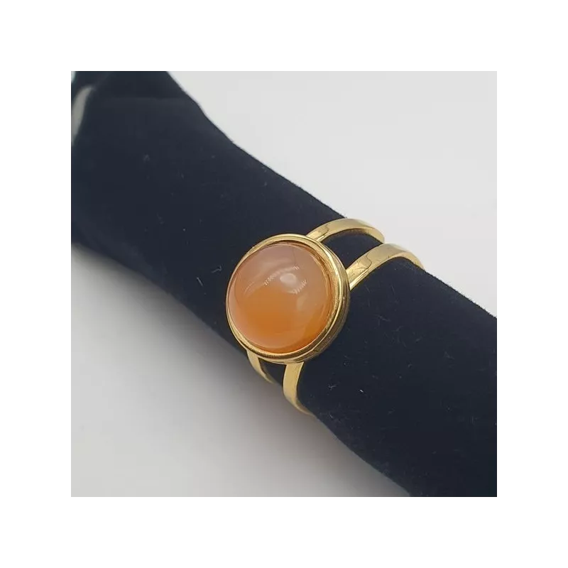 Bague Bella en acier inoxydable doré et pierre naturelle agate