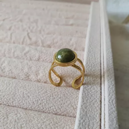 Bague en rond unakite