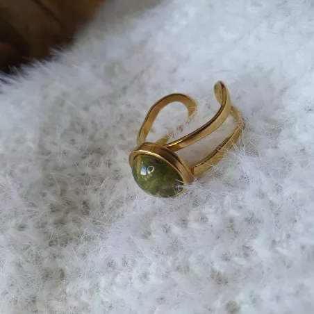 Bague en rond unakite