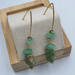 Boucles petits crochets "or" et opales vertes