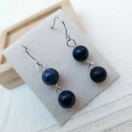 Boucles d'oreilles crochets lapis lazuli