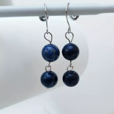 Boucles d'oreilles crochets lapis lazuli