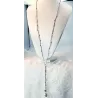 Collier crochet sautoir pierre naturelle améthyste et charoite