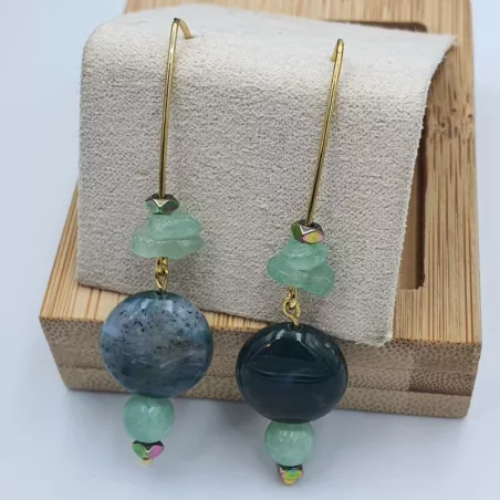 Boucles petits crochets vert d'eau