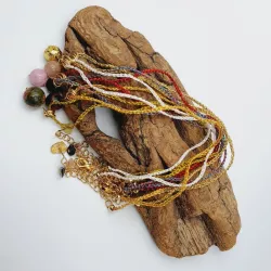 Colliers fil crochet "or" pierre au choix