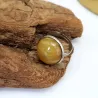 Bague Milet réglable, acier inoxydable argent, avec un beau cabochon en pierre naturelle agate