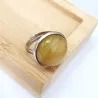 Bague Milet réglable, acier inoxydable argent, avec un beau cabochon en pierre naturelle agate