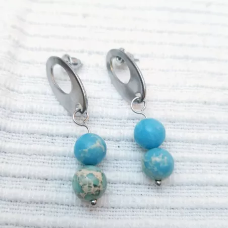 Boucles d'oreilles pendants bleu empereur