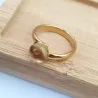 bague gentiane, ajustable et ornée d'une pierre naturelle citrine, en acier inoxydable doré.