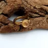 bague gentiane, ajustable et ornée d'une pierre naturelle citrine, en acier inoxydable doré.