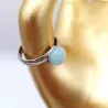 bague gentiane, ajustable et ornée d'une pierre naturelle aventurine, en acier inoxydable argenté.