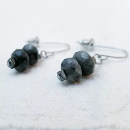Boucles d'oreilles en labradorite à facettes