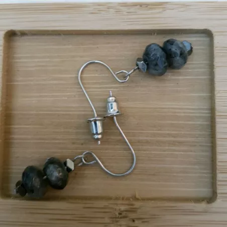 Boucles d'oreilles en labradorite à facettes