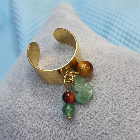 Bague à breloques en pierres naturelles