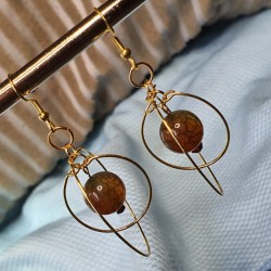 Boucles d'oreilles avec pendants en perle de pierre