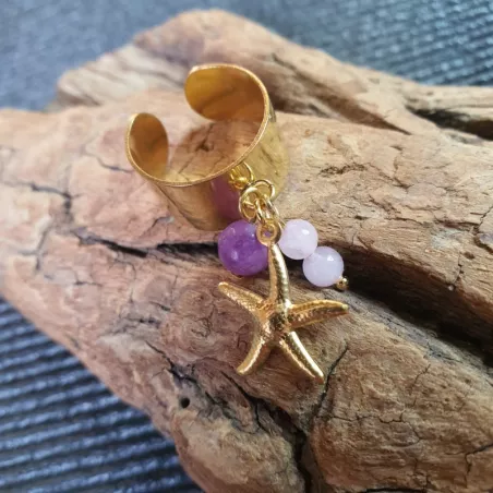 Bague à breloques calcédoine quartz