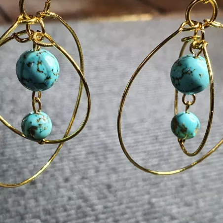 Boucles d'oreilles spaciales turquoises