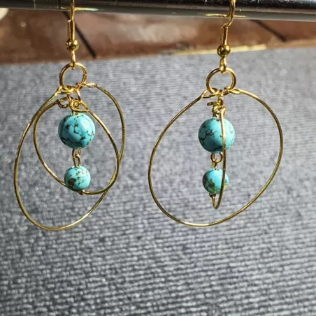 Boucles d'oreilles spaciales turquoises