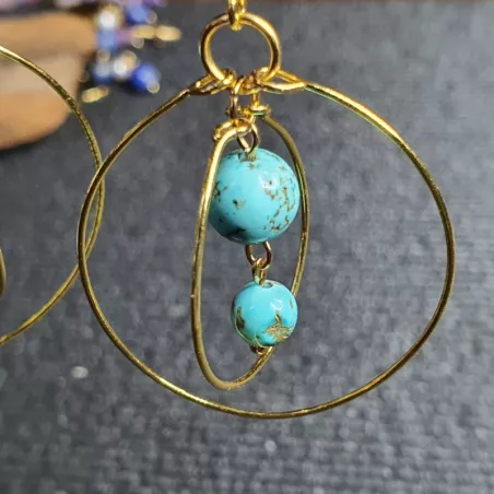 Boucles d'oreilles spaciales turquoises