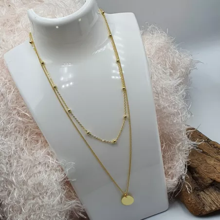 Collier tout argent plaqué or double rang