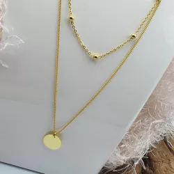 Collier tout argent plaqué or double rang