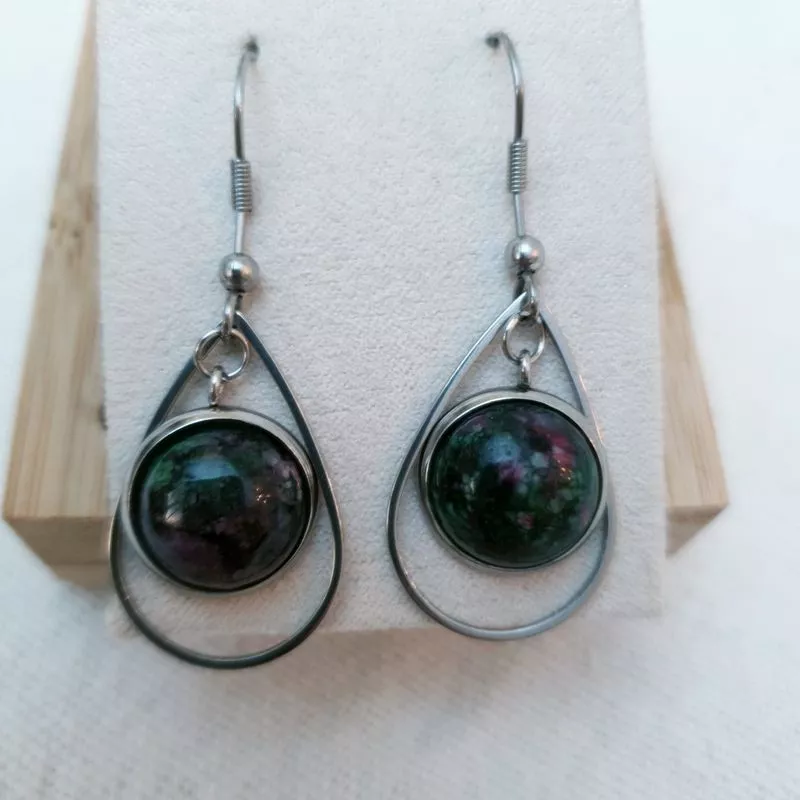 Boucles d'oreilles Cabochon en morganite