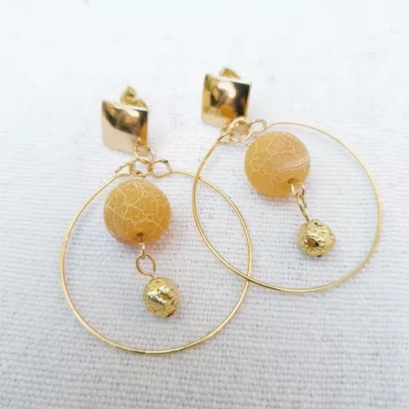 Boucles d'oreilles en agate jaune