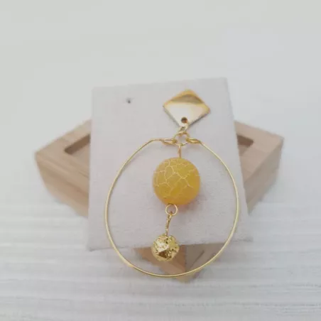 Boucles d'oreilles en agate jaune