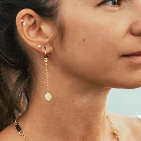 Boucles Hook pendantes, pierres naturelles, acier inoxydable