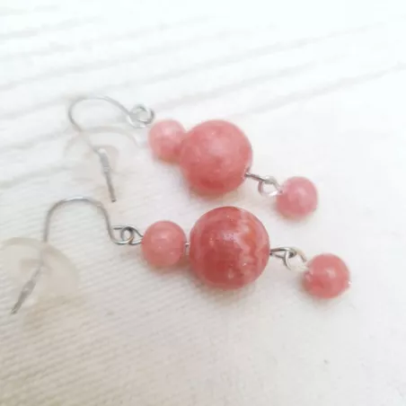Boucles d'oreilles rhodonite