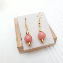 Boucles d'oreilles rhodonite et breloque