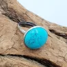 Bague Milet réglable, acier inoxydable argent, avec un beau cabochon en pierre naturelle turquoise