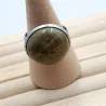 Bague Milet réglable, acier inoxydable argent, avec un beau cabochon en pierre naturelle unakite