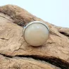 Bague Milet réglable, acier inoxydable argent, avec un beau cabochon en pierre naturelle agate