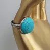 Bague Milet réglable, acier inoxydable argent, avec un beau cabochon en pierre naturelle turquoise