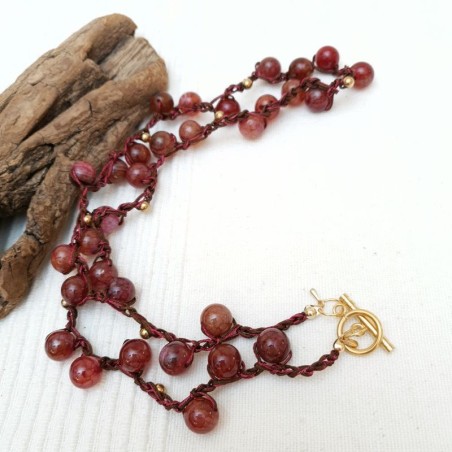 Collier sur fil en tourmaline dragon rouge