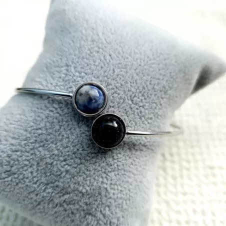 Bracelet jonc Georgette – Aventurine – acier inoxydable doré – vue du bracelet