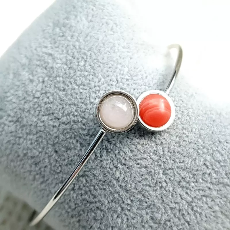 Bracelet jonc Georgette – Unakite – acier inoxydable doré – détail