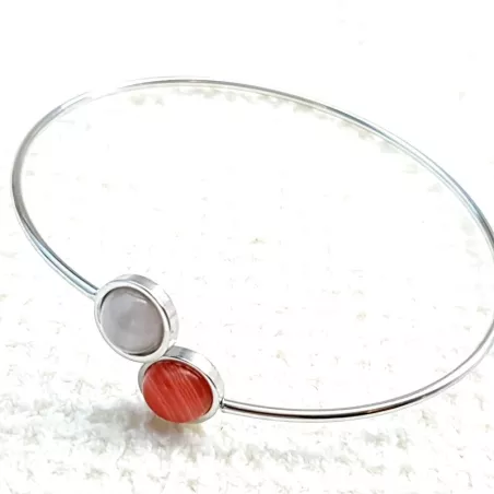 Bracelet jonc Georgette – Jaspe – acier inoxydable doré – vue du bracelet