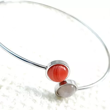 Bracelet jonc Georgette – Malachite – acier inoxydable doré – vue du bracelet