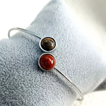 Bracelet jonc Georgette – Unakite – acier inoxydable doré – vue du bracelet