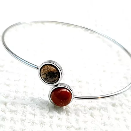 Bracelet jonc Georgette – Jaspe – acier inoxydable doré – vue du bracelet