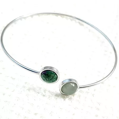 Bracelet jonc Georgette – Aventurine – acier inoxydable doré – détail