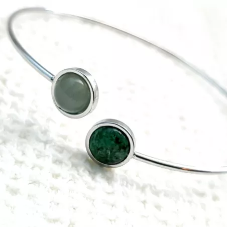 Bracelet jonc Georgette – Pierre de soleil – acier inoxydable doré – vue du bracelet